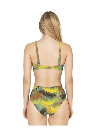 Endeep Kadın Yaprak Desenli Toparlayıcı Yüksek Bel Bikini Takımı Yeşil