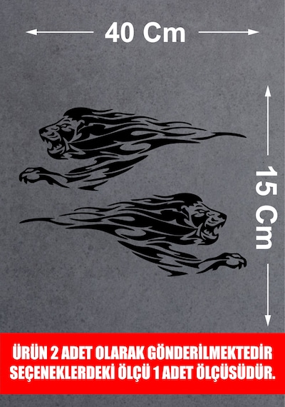 Aslan Sticker 2 Adet - Araba Oto Motosiklet Karavan Cam Sticker - 00109 40X15 Cm