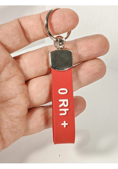 0 Rh + Pozitif Kan Grubu Silikon Anahtarlık Acil Durumlar İçin Hayati Bilgi Çok Renkli