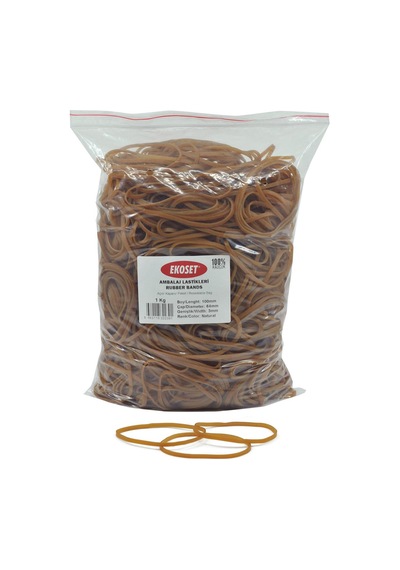 Ekoset 100 x 5 MM Geniş Kauçuk Paket Ambalaj Lastiği 500 G