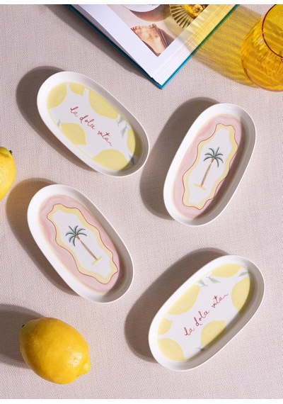 Marka Italian Summer Oval Servis Tabağı 4lü 17 Cm Çok Renkli