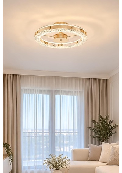 İnci Plafonyer Modern Tasarım Enerji Tasarruflu Led Avize 3 Renk Işık Kristal Görünüm Oturma Odası Yemek Odası Salon Yatak Odası Çap - 40 Cm Diğer