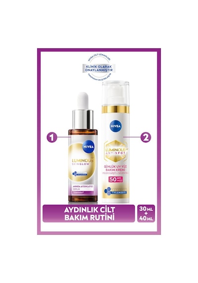 Spf50 Luminous630 Leke Karşıtı Gündüz Yüz Güneş Kremi 40ml Ve Skin Glow Anında Aydınlatıcı Serum30ml
