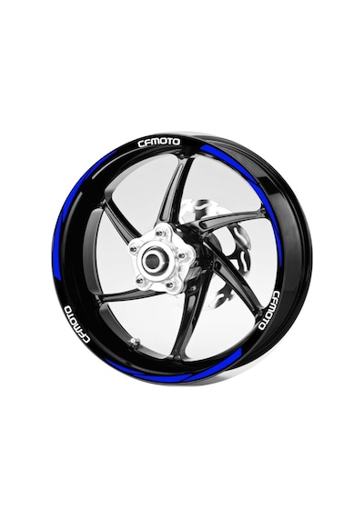 Beyaz Cfmoto Yazılı 3 Parçalı Reflektif Mavi Jant Şeridi Sticker