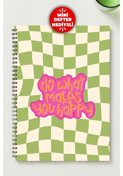 Huzurlu Ve Mutlu Temalı 4'lü Set A5 Metal Spiralli 2 Ad. Çizgili- 2 Ad. Kareli Karton Kapak Huzurlu Ve Mutlu Temalı 4'lü Set Defter Çok Renkli