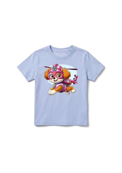 Urbantrendstore Paw Patrol Unisex Kız Çocuk Bisiklet Yuvarlak Yaka Basic Kısa Kollu %100 Pamuk Tişört Mavi