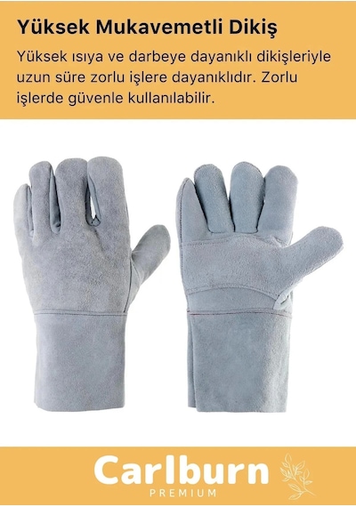 Premium Yanmaz Yüksek Isıya Sıcaklığa Dayanıklı Kaynak Yangın Su Geçirmez Çok Amaçlı Deri Eldiven