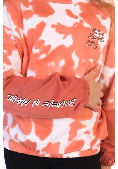 Toontoy Kız Çocuk Magic Girl Nakışlı Sweatshirt Kiremit