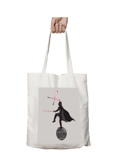 Art Hediye Darth Juggler Star Wars Vader Lightsaber Death Star İki Tarafı Kalıcı Baskılı Yıkanabilir Çanta Çok Renkli