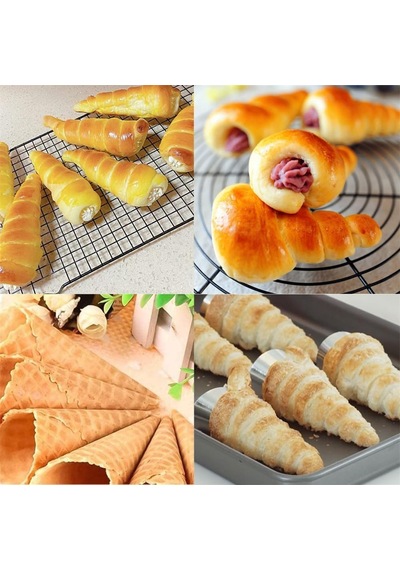 6'li Paslanmaz Çelik Pasta Kalıbı Seti, Cannoli, Kruvasan Ve Dondurma Külahı İçin Koni Şekilli Kalıplar, Profes Diğer