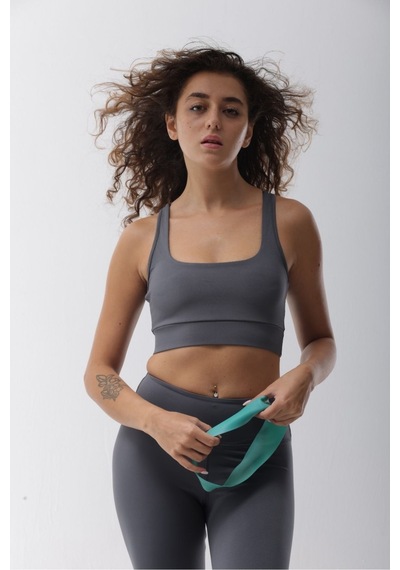 Playsportswear Micro Polyester Gri Toparlayıcı Sporcu Bra Gri