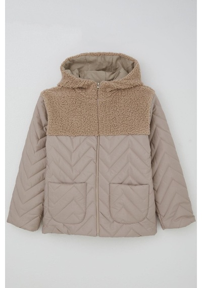 Reycan Erkek Çocuk Kapitone Mont Fermuarlı Peluş Detaylı 5-8 Yaş, Taş Taş
