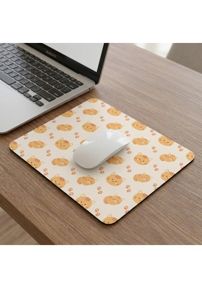 Tabloe Yavru Kedi Desenli Ergonomik Mouse Pad - 23x19 Cm 4mm Kalınlık - Kaydırmaz Tabanlı Kaliteli Fare Altlığı Mousepad Sarı