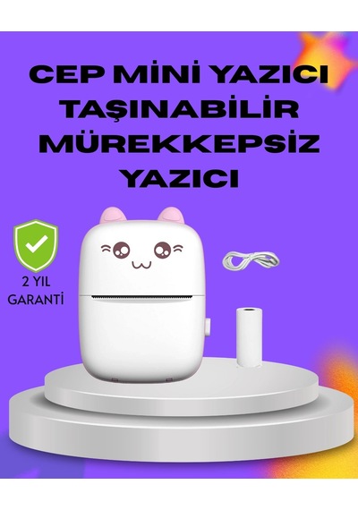 Kablosuz Mini Cep Yazıcısı Bluetooth Destekli 1200mah Bataryalı Çok Renkli