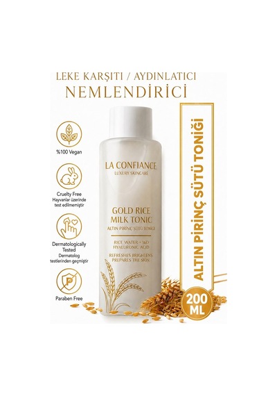Altın Pirinç Sütü Toniği Aydınlatıcı Nemlendirici 16d Hyaluronik Asit Lekelenme Karşıtı Yüz Cilt Toniği 200 Ml