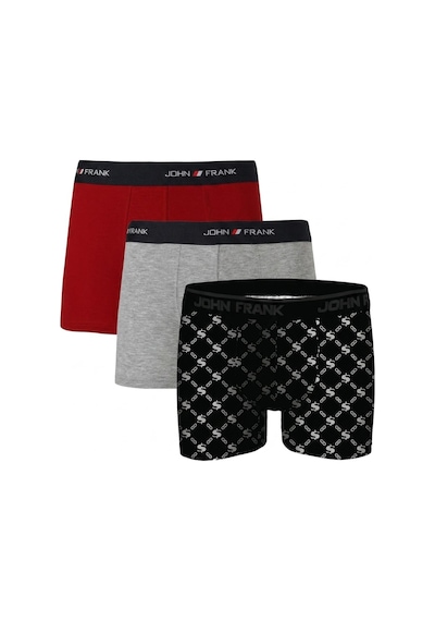 John Frank Logolu Pamuklu 3'lü Paket Boxer Erkek Boxer Jfbs3 Gri-kırmızı-sbeyaz John Frank Logolu Pamuklu 3'lü Paket Boxer Erkek Boxer Jfbs3 Gri-kırmızı-sbeyaz