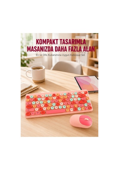 Kablosuz Bluetooth Klavye Çoklu Cihaz Desteği, Akıllı Güç Tasarrufu Yeni Nesil Çok Renkli Diğer