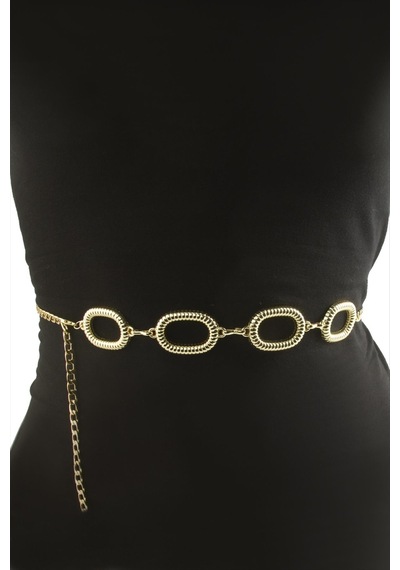 Oval - 843 - Metal Zincir - Glblseme - Kemer Sarı