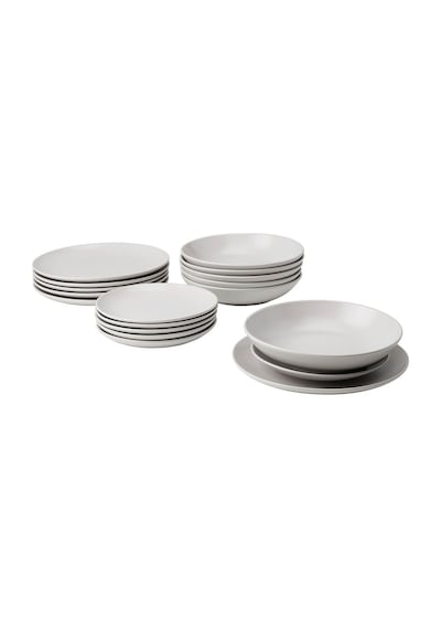 Yemek Takımı, Mat Açık Gri, 18 Parça Gri