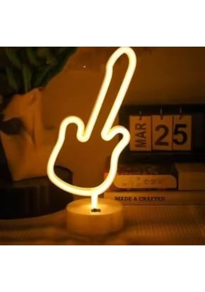 Tedar Neon Gitar Masa Lambası Pil+usb Najmaddin Standart