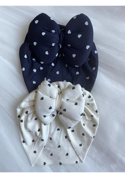 Xmlbayiciniz Masalbaby Kız Bebek Saç Bonesi Seti/yeni Doğan Bebek Hediyelik Laciver Kalpli, Beyaz Kalpli Çok Renkli