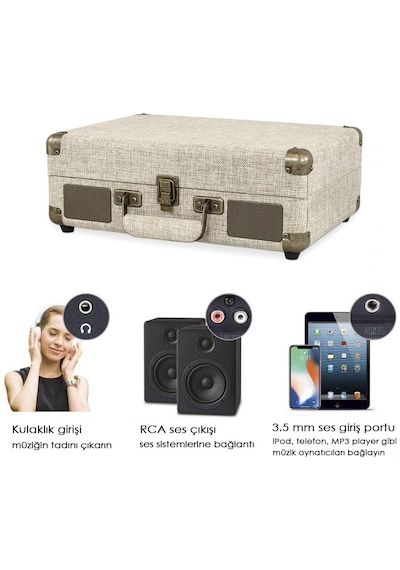 Record Master ST14012 Bluetooth Özellikli Retro Pikap Bej