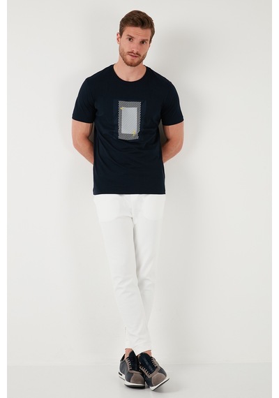 Buratti Pamuklu Slim Fit Bisiklet Yaka Erkek T Shirt 646R7930 Lacivert