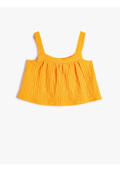 Koton Crop Atlet Kalın Askılı Dokulu Turuncu 4skg30056ak Turuncu