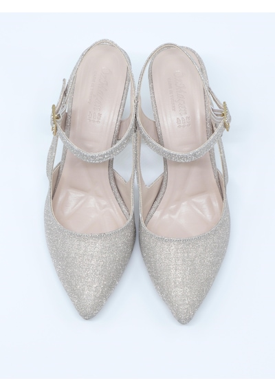 Nesilshoes Nesil Shoes Özma 362 Altın Simli Topuklu Kadın Ayakkabı