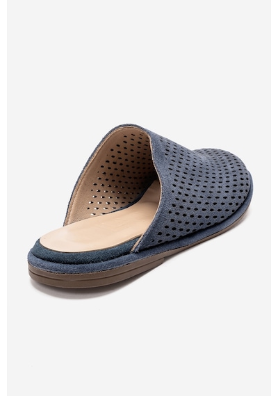 Luvishoes Melara Kot Mavi Süet Hakiki Deri Delikli Önü Kapalı Kadın Terlik