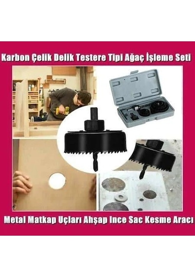 11 Parça Buhat-Buat Panç Yuvarlak Delik Açma Seti Metal Ahşap Met