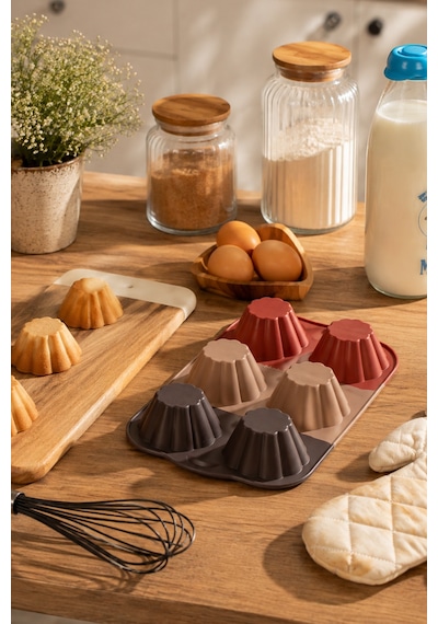 Porsima 30010-3 Silikon Çiçek Muffin Kalıbı 6'lı Yapışmaz Cupcake Ve Mini Kek Kalıbı Diğer