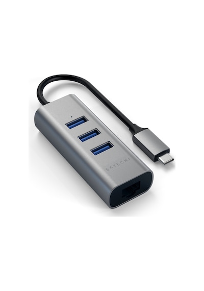 Satechi Type-c 2 İn 1 Usb 3.0 3 Port Hub Eth Port Uzay Grisi St-tc2n1usb31am