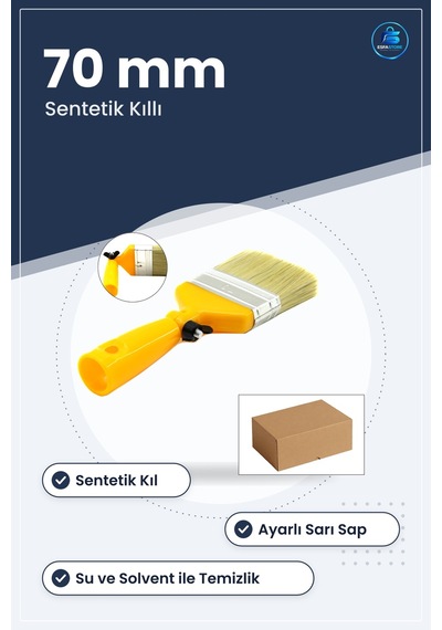 Robot Boya Fırçası 70 Mm Sarı Saplı Ayarlı Sentetik Kıllı Kenar B