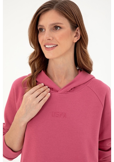 U.S. Polo Assn. Kadın Pembe Kapüşonlu Sweatshirt 50296944-VR167