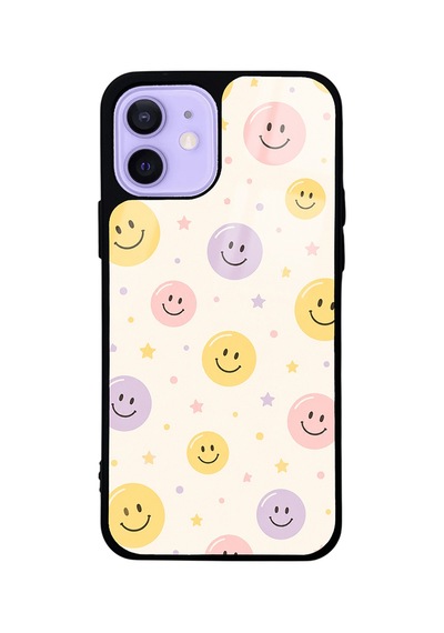 iPhone 12 Kılıf Kamera Korumalı Desenli Zore Lusi Kapak - Gülen Yüzler -