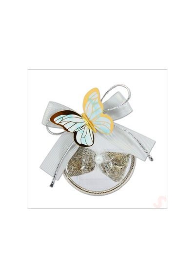 Lavantalı ve Mavi Kelebekli 6.5 CM Metal Pano Magnet, 1 Adet Çok Renkli