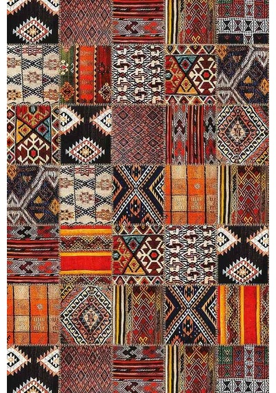 Turuncu Patchwork Dokuma Leke Tutmaz Masa Örtüsü Mso168n11
