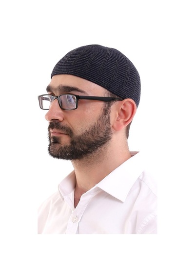 Kışlık Yün Takke Çift Renk - Lacivert