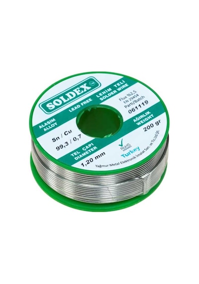 Soldex 1.20 Mm 200 G Kurşunsuz Lehim Teli %99.3 Sn / %0.7 Cu