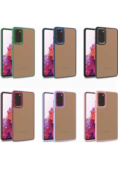 Samsung Galaxy Uyumlu M22 Kapak Metal Kamera Korumalı Arkası Şeffaf Silikon Kılıf - Yeşil