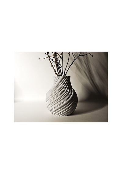 Modern Dalgalı Tasarım Dekoratif Vazo 3d Baskı Minimalist Masa Üstü Çiçeklik Beyaz Beyaz