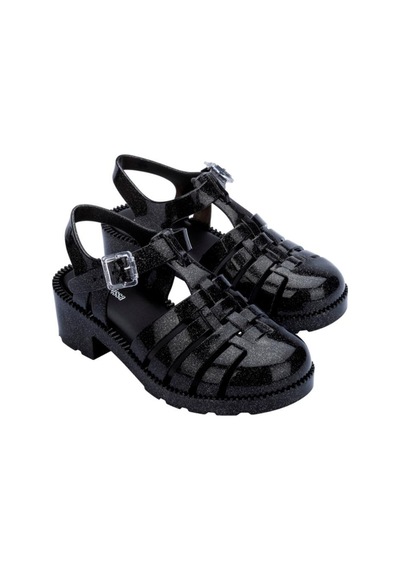 Mini Melissa Kız Çocuk Possession Parıltılı Simli İnci Siyahı Sandalet-14476 Siyah