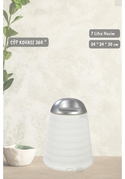 Çöp Kovası Bas-çek Kapaklı Çöp Kutusu Banyo Çöp Kovası Beyaz 7 Litre Beyaz