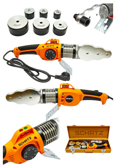 Schatz Profesyonel 1000 Watt Sjs Metal Şanzıman Pprc Pvc Boru Kaynak Makinesi Turuncu