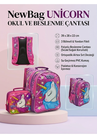 Newbag Kız Unicorn Okul Ve Folyolu Beslenme Çantası Yeni Sezon