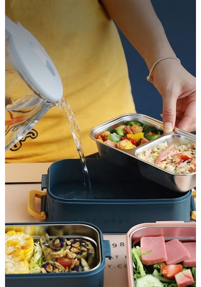304 Çelik Mavi 1400 Ml Yemek Mama Saklama Kabı Cin605mv Mavi