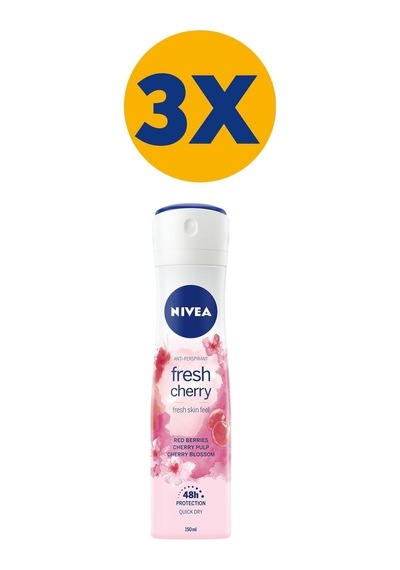 Kadın Fresh Cherry Sprey Deodorant 150 Ml 3'lü