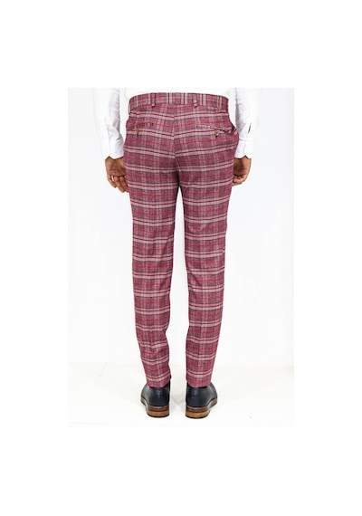 Wessi Ekose Desenli Slim Fit Bordo Erkek Pantolon Bordo