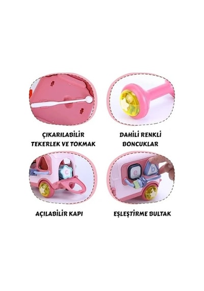 Ksilofon Bul-tak Otobüs - Eğitici Müzikli Şekil Yerleştirme Oyuncağı 5 Fonksiyonlu Beceri Oyuncağı
